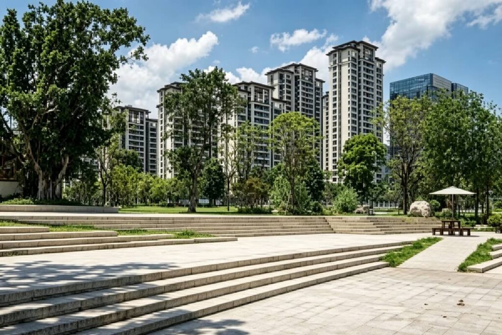 Exotic China blue dark granite flamed paving stone for landscape park outdoor projects Fuxiang Stone