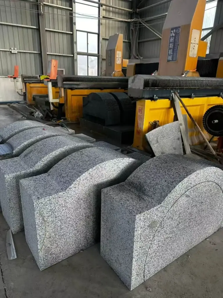 Jiangxi origin China blue granite, polished custom curved tombstone components, Fuxiang Stone