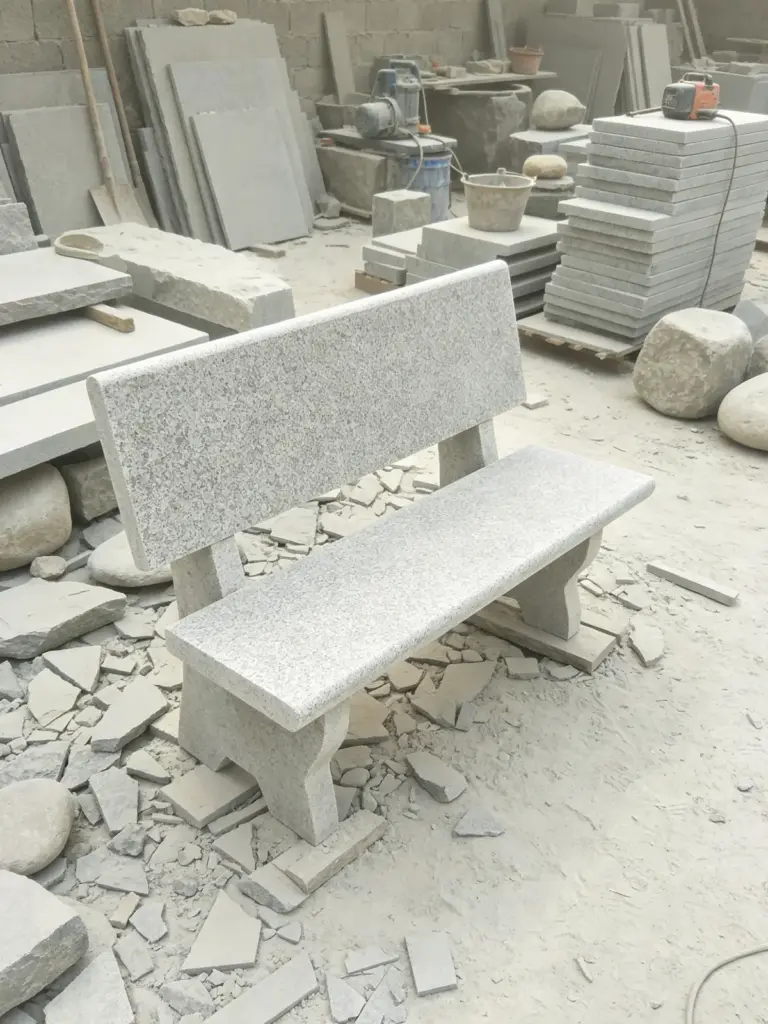 Jiangxi Xingguo sesame grey granite flamed outdoor stone bench from Fuxiang Stone