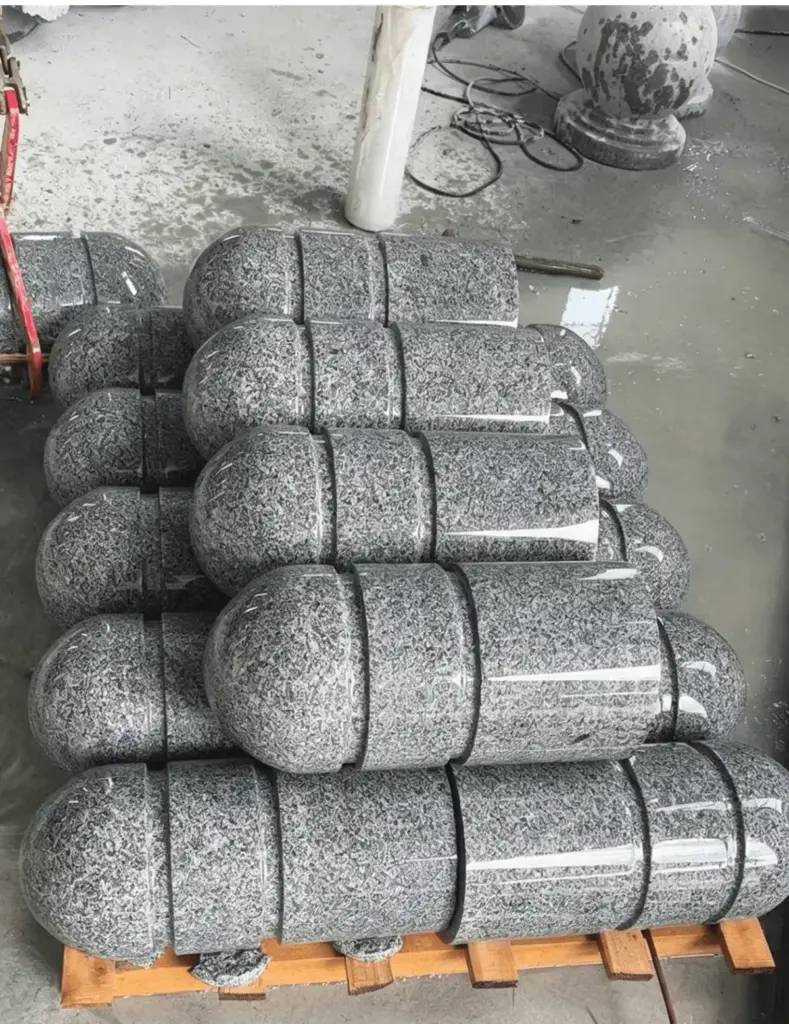 Jiangxi Xingguo sesame grey granite flamed sphere top bollards from Fuxiang Stone