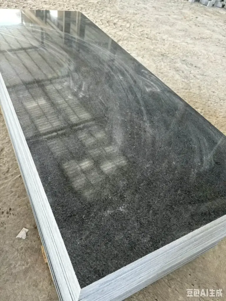 Authentic China dark changtai g654 sesame black granite, polished slabs for countertops, Fuxiang Stone