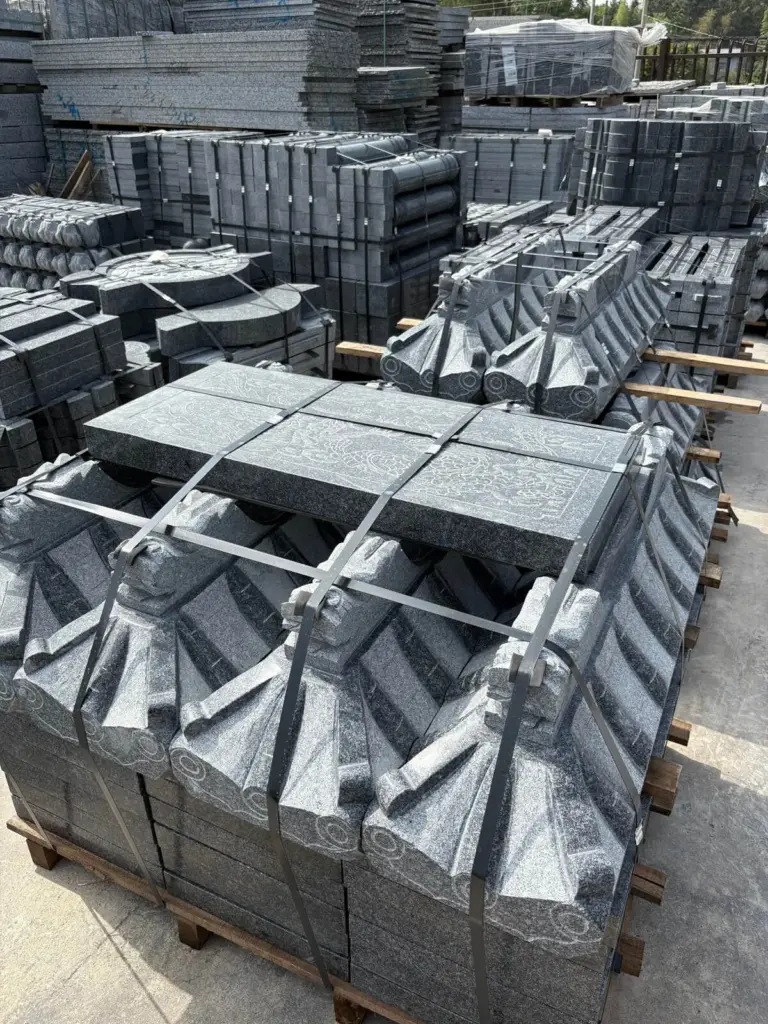 Authentic China dark changtai g654 sesame black granite, shaped parts for column caps, Fuxiang Stone